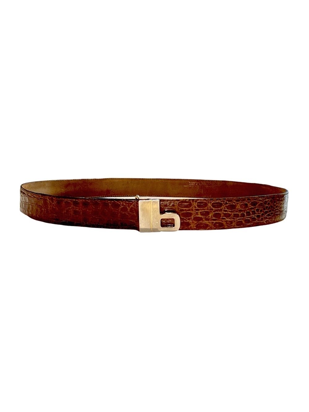 Bijan Men’s Exotic Leather Belt | Brown Croc Embossed | Made in Italy | 42”x1”